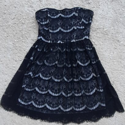 ΜΙΝΙ ΦΟΡΕΜΑ ΣΤΡΑΠΛΕΣ (STRAPLESS) ΔΑΝΤΕΛΑ ΔΙΑΦΑΝΕΙΑ